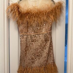 Antonio Melani x Nicola Bathie Glamorous Sequin Feather Dress